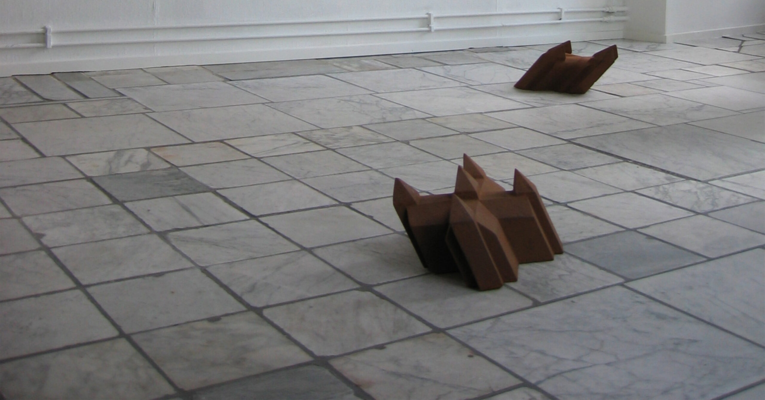 Dome, Mighty Mite 1 and 2, polyester resin on card, formica, 132cm (L), and cast iron, 28 and 26cm (L), 2003